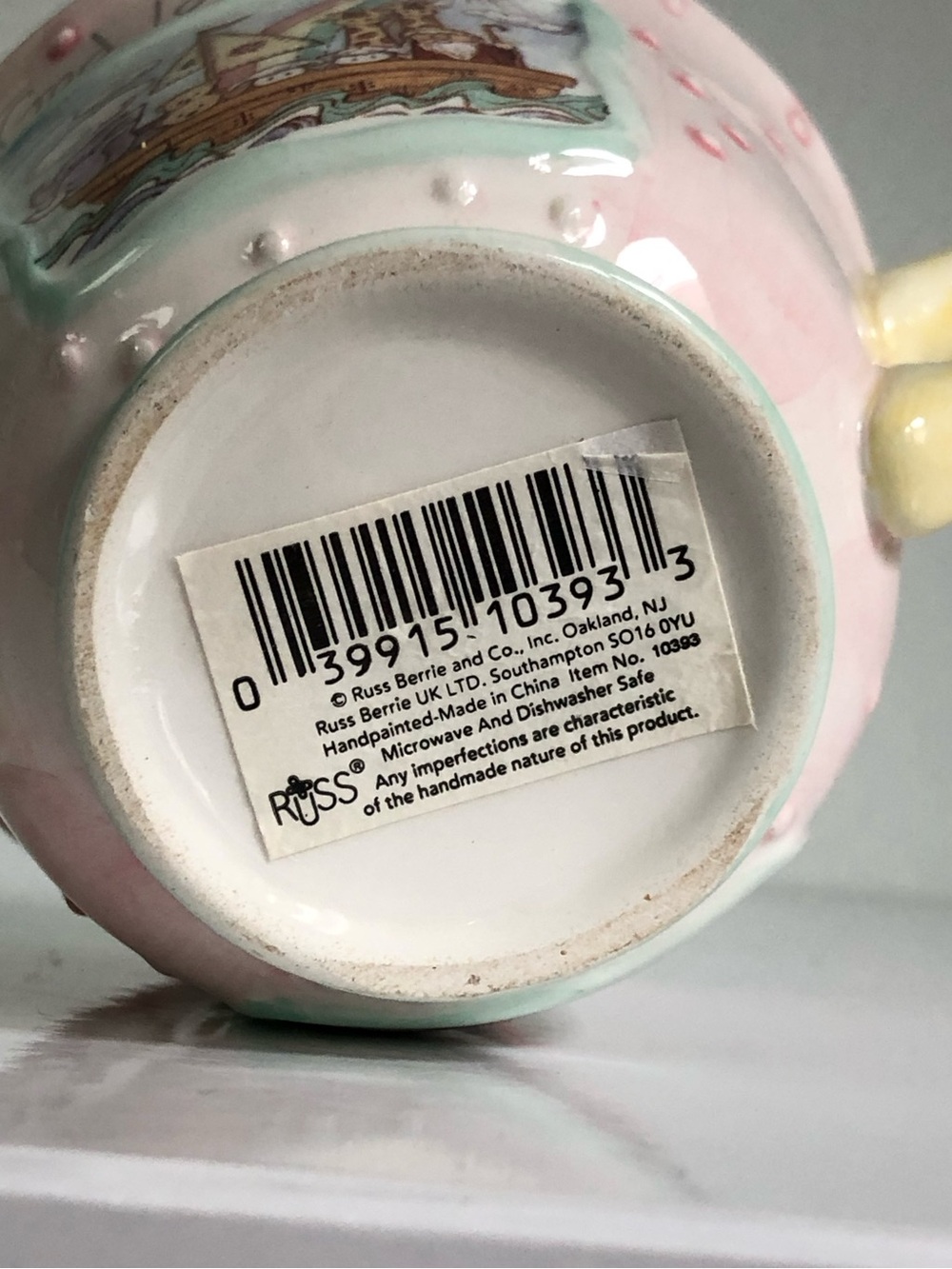 Vintage Y2K God Loves You Noah’s Ark Pastel Two-Handled Decorative Cup - Picture 8 of 12